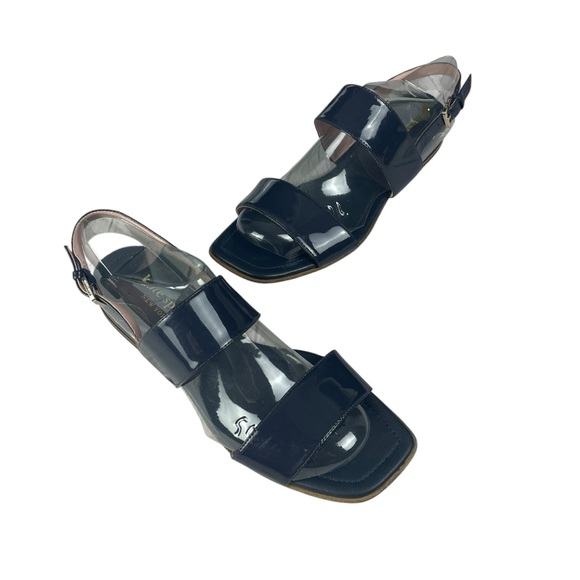 Kate Spade Merritt Slingback Dress Sandals Patent Leather Navy Blue Size 8 - Picture 2 of 15